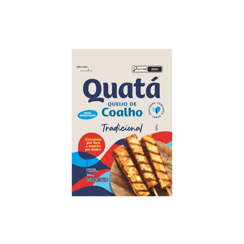 QUEIJO COALHO EM ESPETO TRADICIONAL QUATÁ 300G 7 UNIDADES