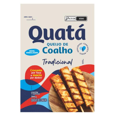 QUEIJO COALHO EM ESPETO TRADICIONAL QUATÁ 300G 7 UNIDADES