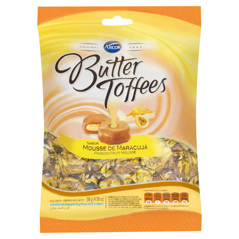BALA MOUSSE DE MARACUJÁ BUTTER TOFFEES PACOTE 90G