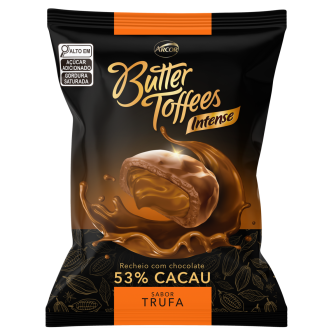BALA TRUFA RECHEIO CHOCOLATE 53% CACAU BUTTER TOFFEES INTENSE PACOTE 90G