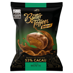 BALA MENTA RECHEIO CHOCOLATE 53% CACAU BUTTER TOFFEES INTENSE PACOTE 90G