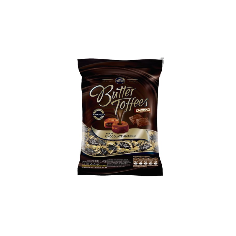 BALA CHOCOLATE RECHEIO CHOCOLATE 53% CACAU BUTTER TOFFEES INTENSE PACOTE 90G