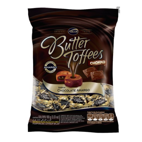 BALA CHOCOLATE RECHEIO CHOCOLATE 53% CACAU BUTTER TOFFEES INTENSE PACOTE 90G