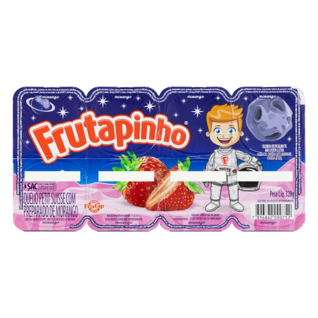 PETIT SUISSE MORANGO FRUTAPINHO BANDEJA 320G 8 UNIDADES