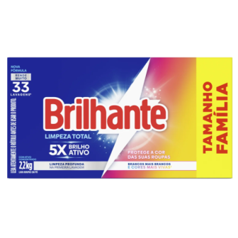 LAVA-ROUPAS PÓ ROUPAS BRANCAS E COLORIDAS BRILHANTE LIMPEZA TOTAL CAIXA 2,2KG TAMANHO FAMÍLIA