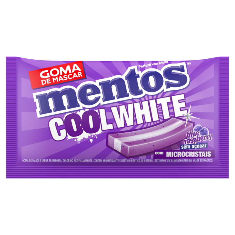 GOMA DE MASCAR BLUE RASPBERRY ZERO AÇÚCAR MENTOS COOL WHITE ENVELOPE 8,5G
