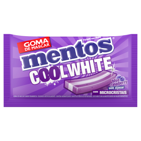 GOMA DE MASCAR BLUE RASPBERRY ZERO AÇÚCAR MENTOS COOL WHITE ENVELOPE 8,5G