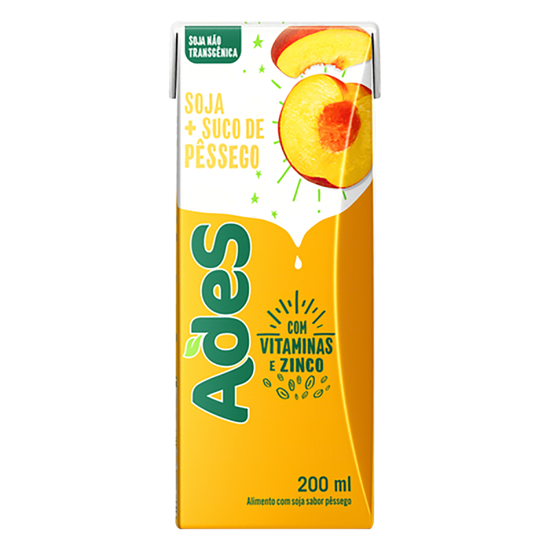 BEBIDA À BASE DE SOJA PÊSSEGO ADES CAIXA 200ML
