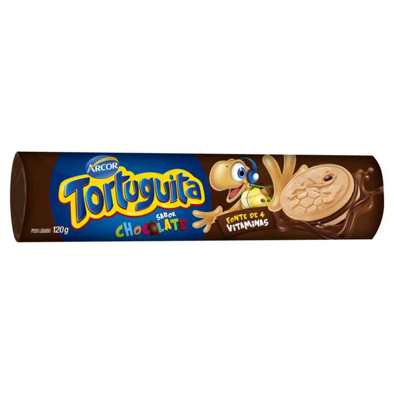 BISCOITO BAUNILHA RECHEIO CHOCOLATE TORTUGUITA PACOTE 120G