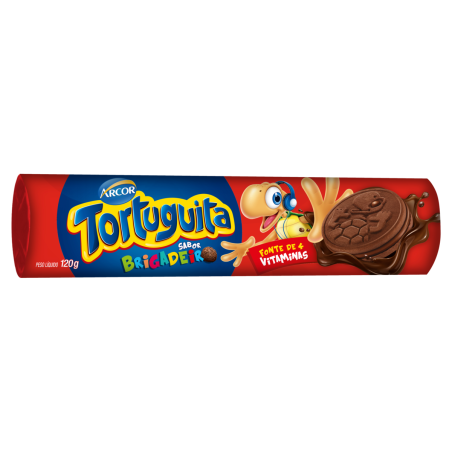 BISCOITO CHOCOLATE RECHEIO BRIGADEIRO TORTUGUITA PACOTE 120G