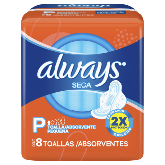 ABSORVENTE COM ABAS SECA ALWAYS PEQUENO PACOTE 8 UNIDADES