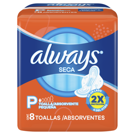 ABSORVENTE COM ABAS SECA ALWAYS PEQUENO PACOTE 8 UNIDADES