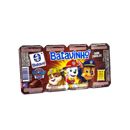 SOBREMESA LÁCTEA CHOCOLATE PAW PATROL BATAVO BATAVINHO BANDEJA 304G 8 UNIDADES