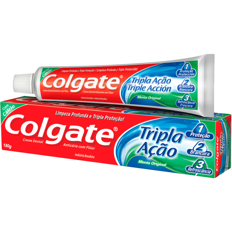 CREME DENTAL MENTA ORIGINAL COLGATE TRIPLA AÇÃO CAIXA 180G