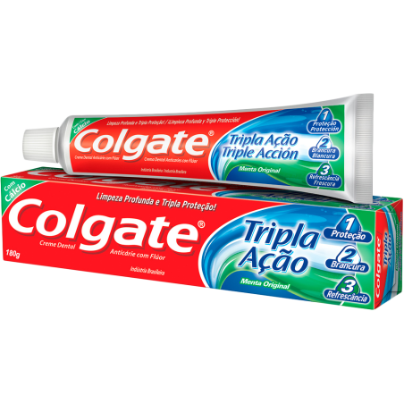 CREME DENTAL MENTA ORIGINAL COLGATE TRIPLA AÇÃO CAIXA 180G