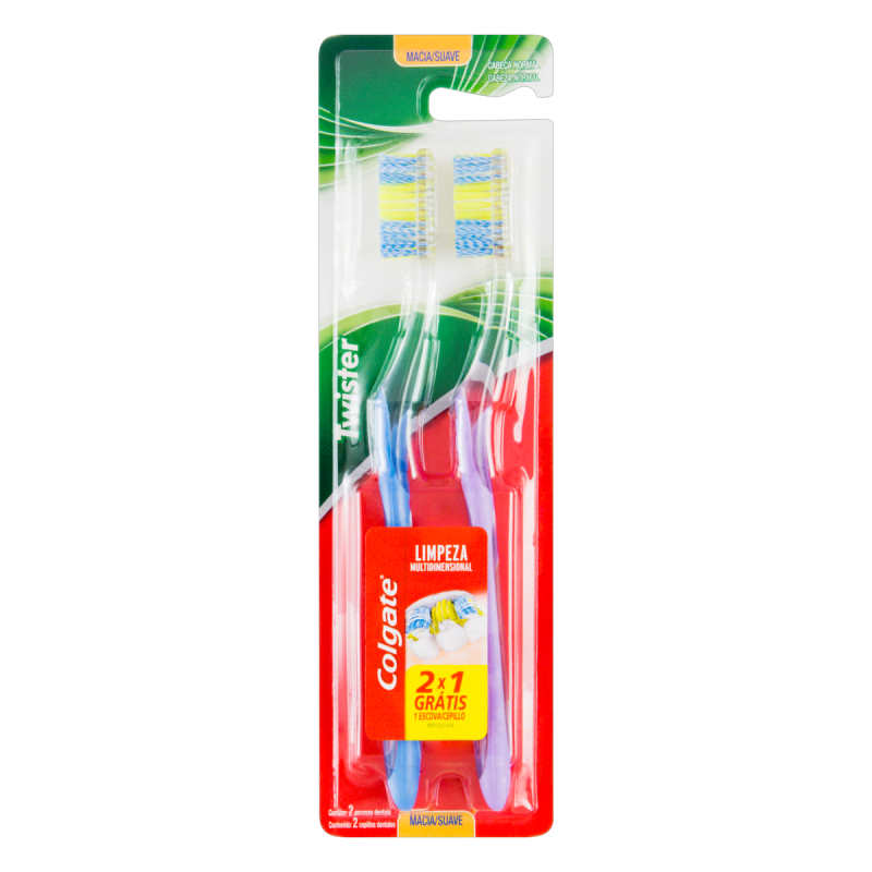 ESCOVA DENTAL MACIA TWISTER COLGATE 2 UNIDADES