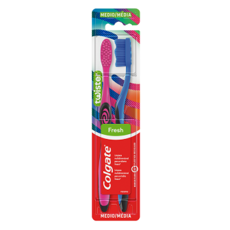 ESCOVA DENTAL MÉDIA COLGATE COLORS CABEÇA COMPACTA 2 UNIDADES
