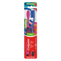 ESCOVA DENTAL MÉDIA COLGATE COLORS CABEÇA COMPACTA 2 UNIDADES