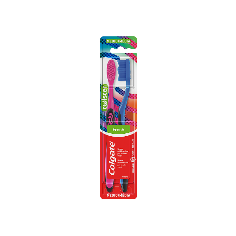 ESCOVA DENTAL MÉDIA COLGATE COLORS CABEÇA COMPACTA 2 UNIDADES