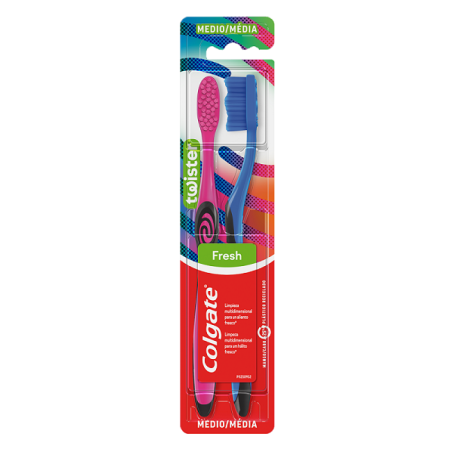 ESCOVA DENTAL MÉDIA COLGATE COLORS CABEÇA COMPACTA 2 UNIDADES