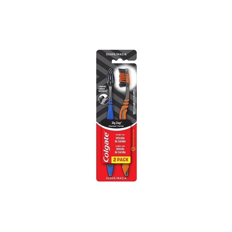 ESCOVA DENTAL MACIA INFUSÃO DE CARVÃO COLGATE ZIG ZAG 2 UNIDADES