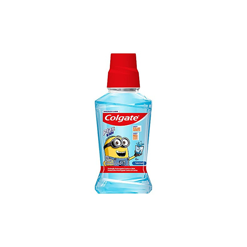 ENXAGUANTE BUCAL ZERO ÁLCOOL TUTTI FRUTTI MINIONS COLGATE PLAX KIDS FRASCO 250ML