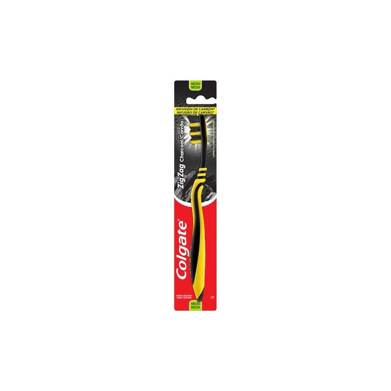 ESCOVA DENTAL MÉDIA INFUSÃO DE CARVÃO COLGATE ZIG ZAG CABEÇA NORMAL