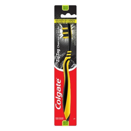 ESCOVA DENTAL MÉDIA INFUSÃO DE CARVÃO COLGATE ZIG ZAG CABEÇA NORMAL