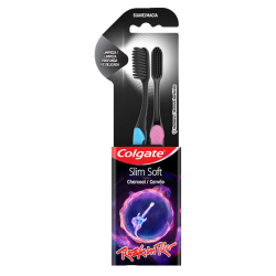 ESCOVA DENTAL MACIA CARVÃO ROCK IN RIO COLGATE SLIM SOFT 2 UNIDADES