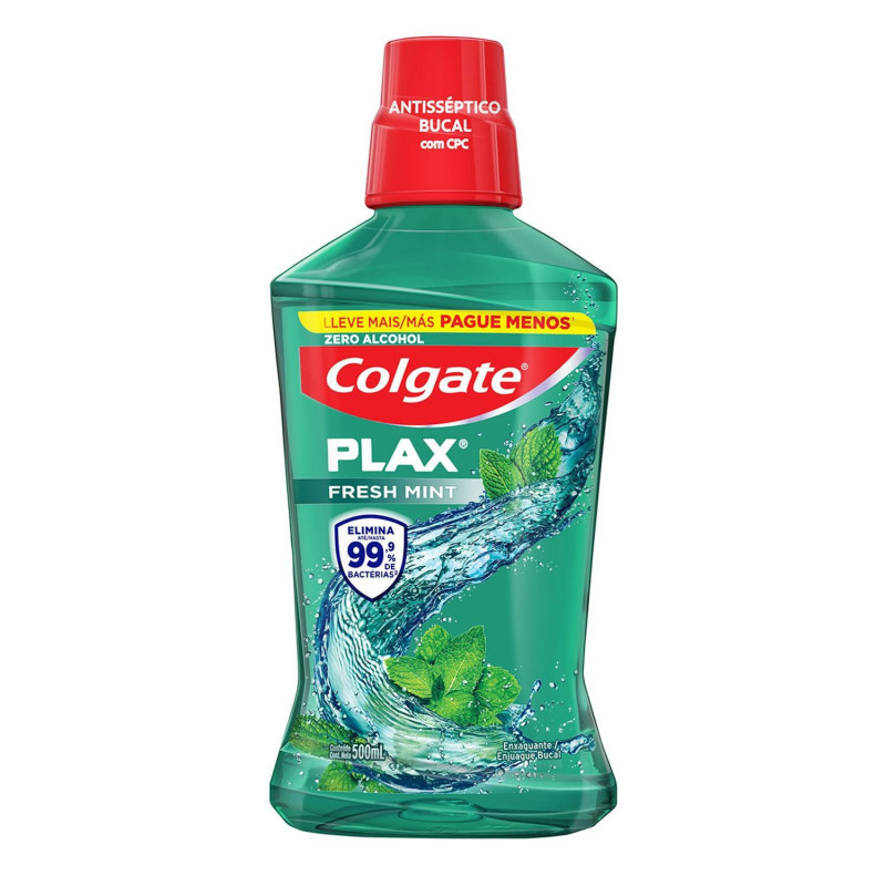 ENXAGUANTE BUCAL FRESH MINT ROCK IN RIO COLGATE PLAX FRASCO LEVE 500ML PAGUE 350ML