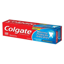 CREME DENTAL MENTA REFRESCANTE COLGATE MÁXIMA PROTEÇÃO ANTICÁRIES CAIXA 50G