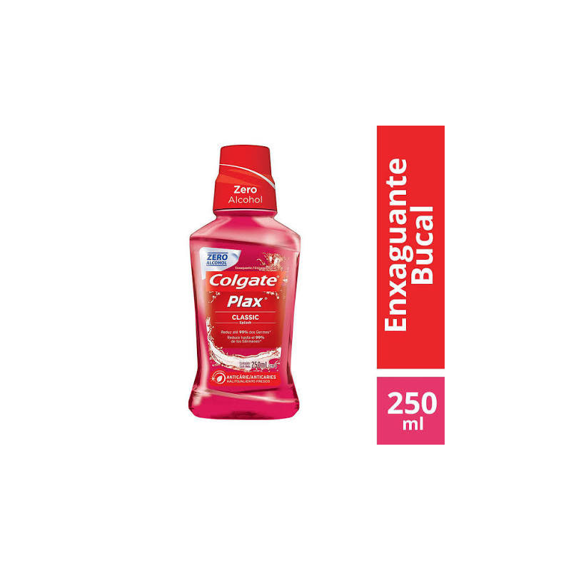 ENXAGUANTE BUCAL ZERO ÁLCOOL CLASSIC COLGATE PLAX FRASCO 250ML