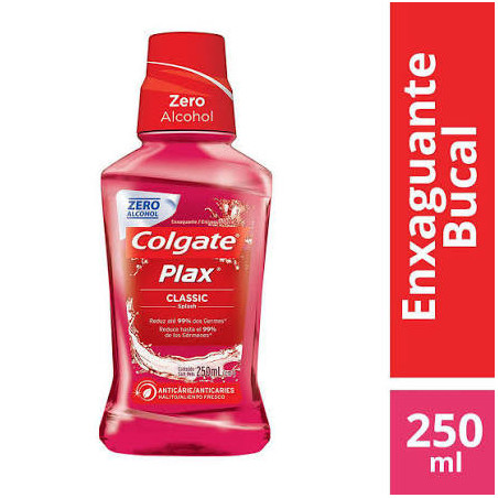 ENXAGUANTE BUCAL ZERO ÁLCOOL CLASSIC COLGATE PLAX FRASCO 250ML