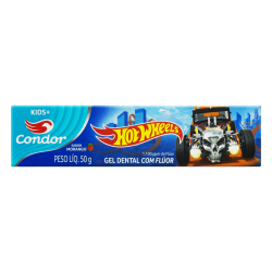 GEL DENTAL COM FLÚOR MORANGO HOT WHEELS CONDOR KIDS+ CAIXA 50G