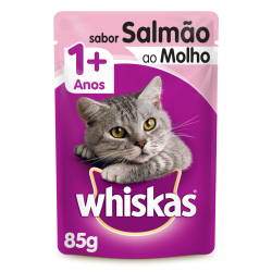ALIMENTO PARA GATOS ADULTOS SALMÃO AO MOLHO WHISKAS SACHÊ 85G