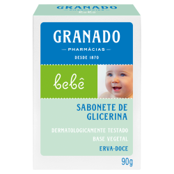 SABONETE BARRA DE GLICERINA ERVA-DOCE GRANADO BEBÊ CAIXA 90G