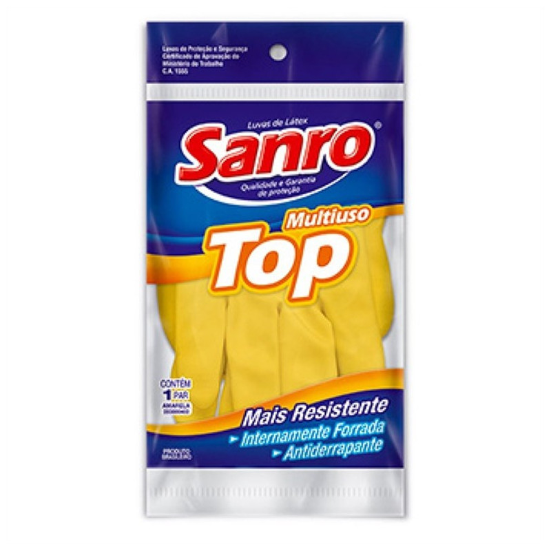 LUVA USO GERAL SANRO XG TOP AMARELA UNIT