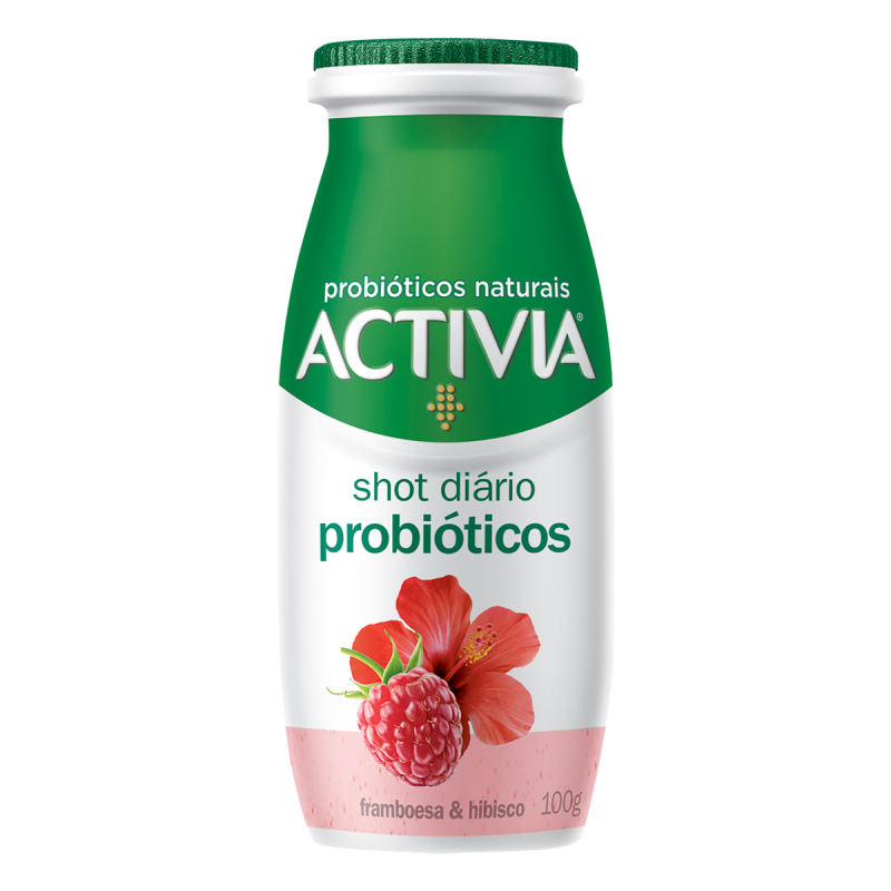 LEITE FERMENTADO FRAMBOESA E HIBISCO ZERO LACTOSE ACTIVIA SHOT DIÁRIO FRASCO 100G