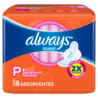 ABSORVENTE COM ABAS SUAVE ALWAYS P PACOTE 8 UNIDADES