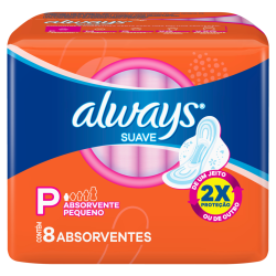 ABSORVENTE COM ABAS SUAVE ALWAYS P PACOTE 8 UNIDADES