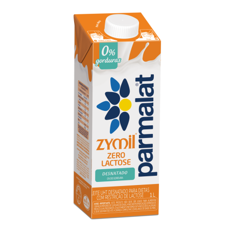 LEITE UHT DESNATADO ZERO LACTOSE PARMALAT ZYMIL CAIXA COM TAMPA 1L