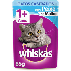 ALIMENTO PARA GATOS CASTRADOS ADULTOS PEIXE AO MOLHO WHISKAS SACHÊ 85G