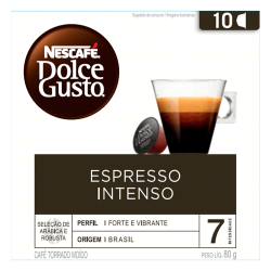 CAFÉ EM CÁPSULA TORRADO E MOÍDO ESPRESSO INTENSO NESCAFÉ DOLCE GUSTO CAIXA 80G 10 UNIDADES