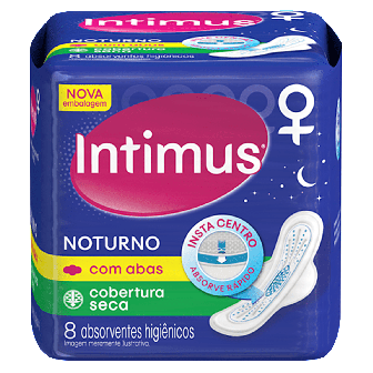 ABSORVENTE COM ABAS SECA INTIMUS NOTURNO PACOTE 8 UNIDADES