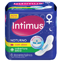 ABSORVENTE COM ABAS SECA INTIMUS NOTURNO PACOTE 8 UNIDADES