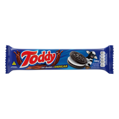 BISCOITO CHOCOLATE RECHEIO BAUNILHA TODDY PACOTE 100G