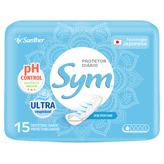 PROTETOR DIÁRIO SEM ABAS ULTRA RESPIRÁVEL SYM PACOTE 15 UNIDADES