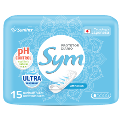 PROTETOR DIÁRIO SEM ABAS ULTRA RESPIRÁVEL SYM PACOTE 15 UNIDADES