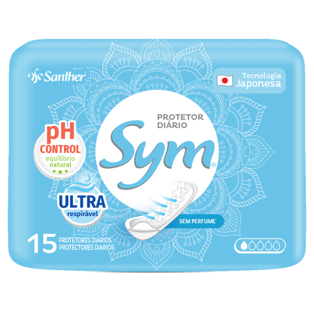 PROTETOR DIÁRIO SEM ABAS ULTRA RESPIRÁVEL SYM PACOTE 15 UNIDADES
