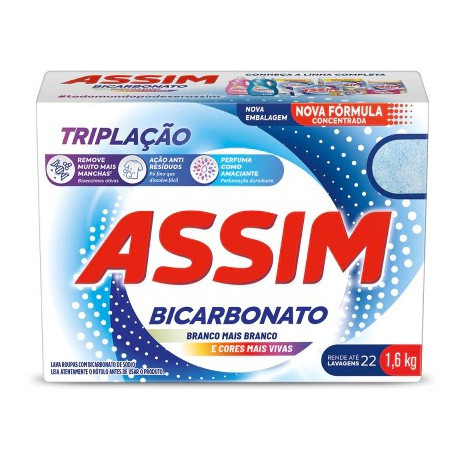 LAVA-ROUPAS PÓ ASSIM BICARBONATO TRIPLAÇÃO CAIXA 1,6KG